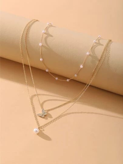 three layer fashion necklace