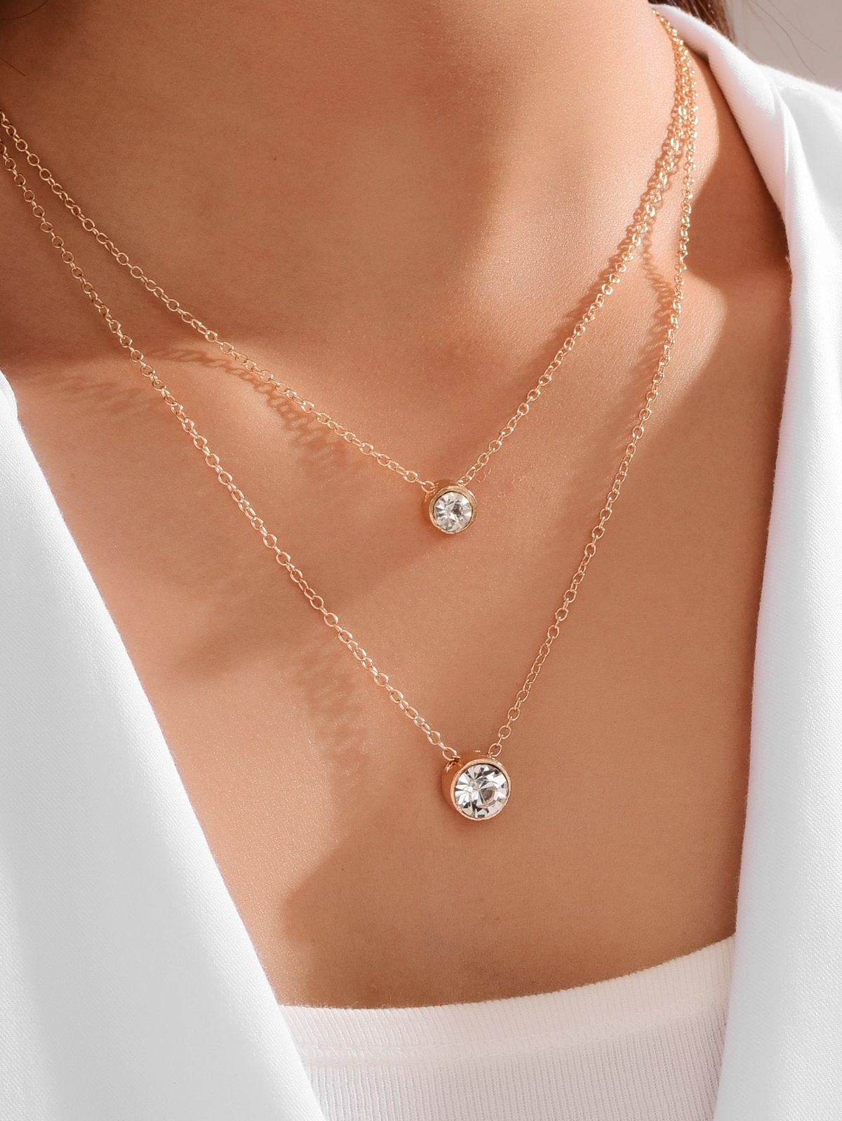two layers stone necklace