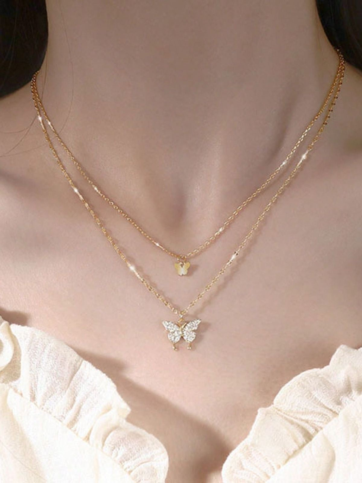 two layer butterfly necklace