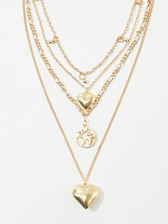 Heart Artificial Jewellery - Multi-Layer Necklace