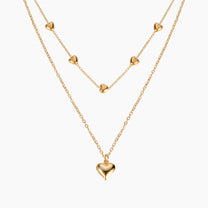 Double-layer Heart Pendant Fine Chain Necklace For Women Multilayer Gold Color Metal Necklaces Fashion Jewelry Accessories