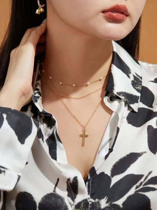 Geometric Artificial Jewellery - Multi-Layer Necklace