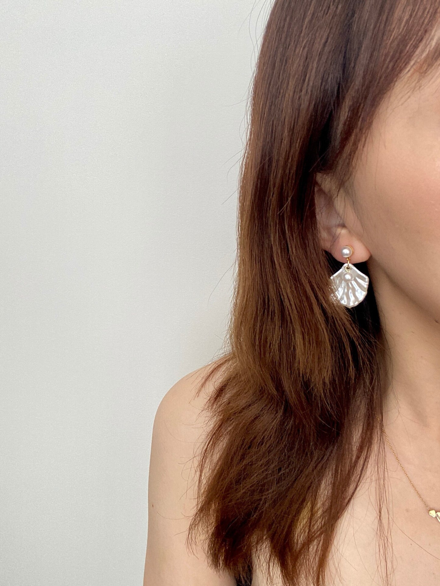 Statement Earrings| White Shell Dangle Earrings with Pearl Accents for Boho Chic Look & Everyday Style