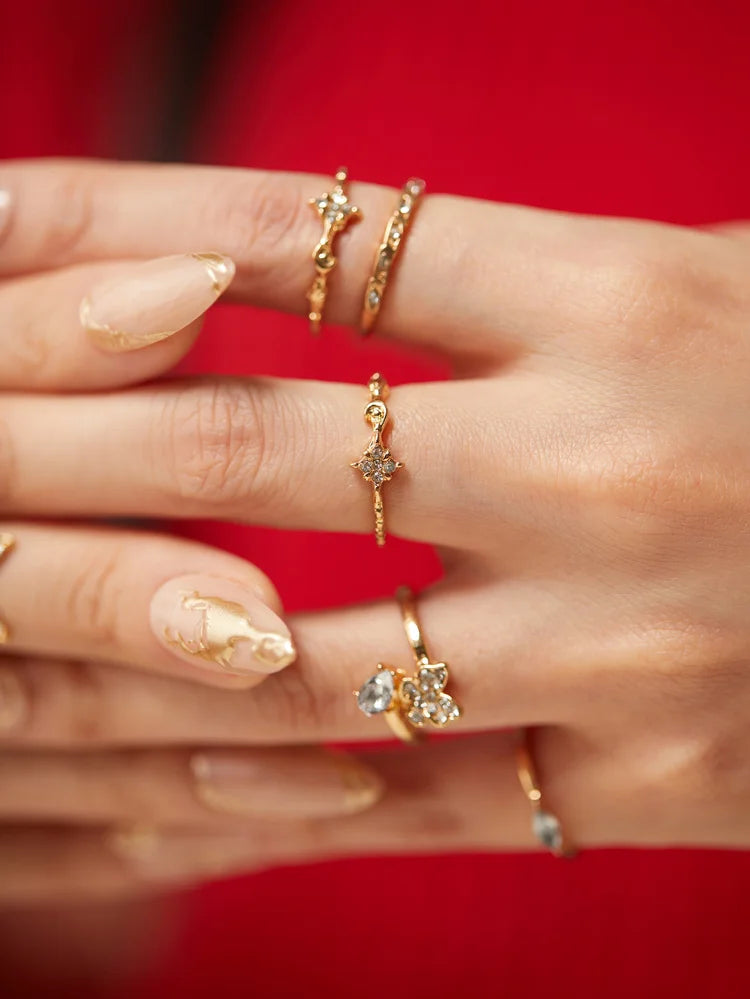 Rhinestone Ring Set