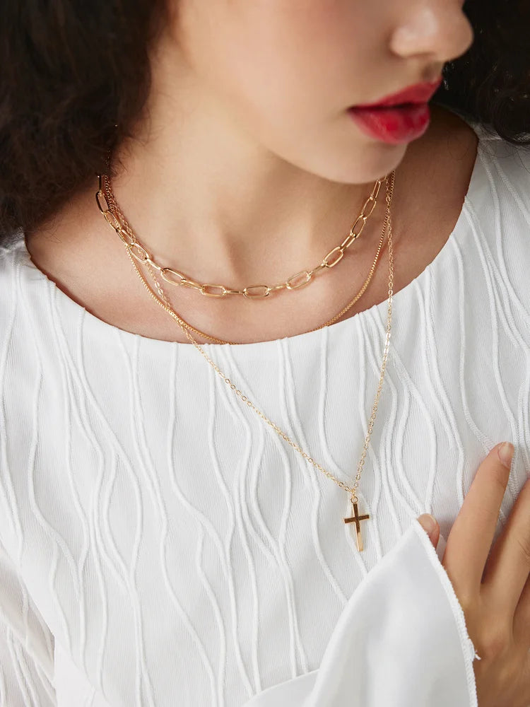 Geometric Artificial Jewellery - Multi-Layer Necklace
