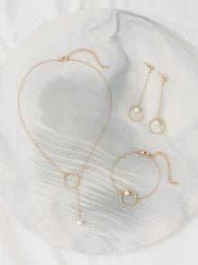 4pcs Faux Pearl Decor Jewelry Set
