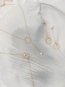 4pcs Faux Pearl Decor Jewelry Set
