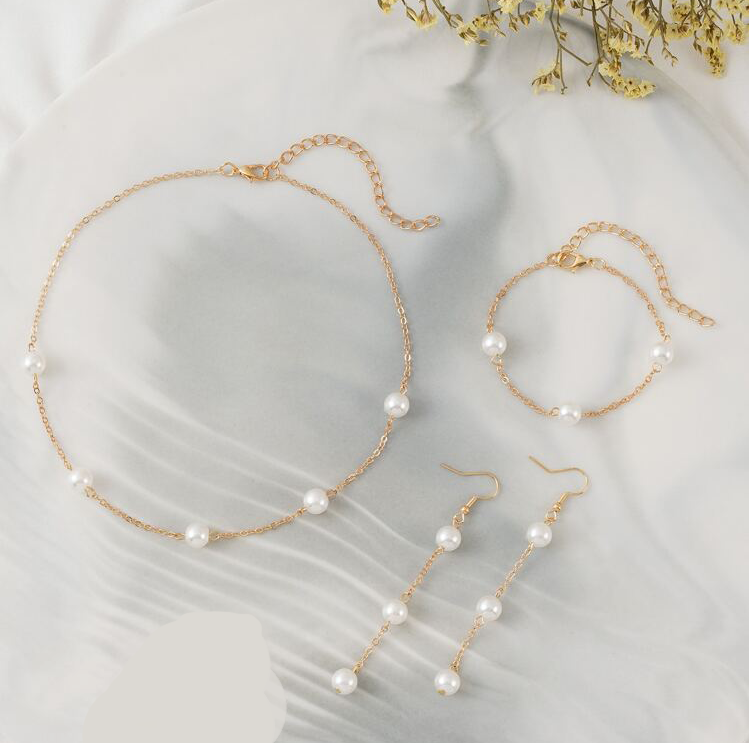 3pcs Faux Pearl Decor Jewelry Se