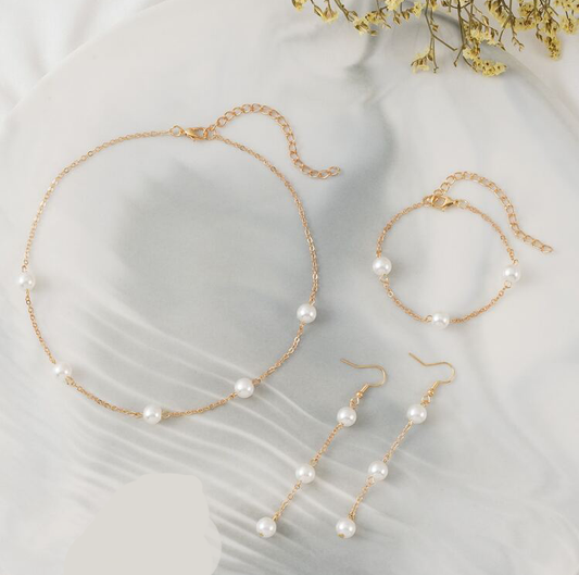 3pcs Faux Pearl Decor Jewelry Se