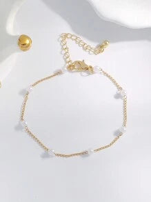 One Piece Of Elegant Faux Pearl Chain Bracelet Perfect For Daily Wear