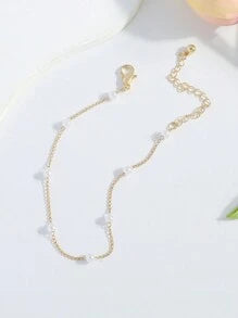 One Piece Of Elegant Faux Pearl Chain Bracelet Perfect For Daily Wear