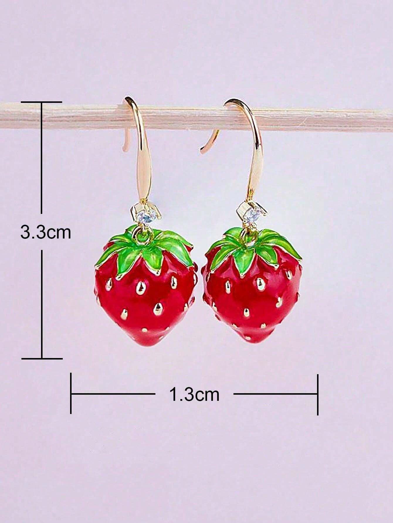 Fashion Zinc Alloy Strawberry Drop Earrings For Women For Girlfriend's Gift