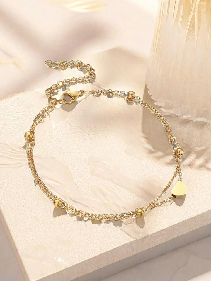 Special 2pcs Fashion Iron Core&Shenzhu Decorative Foot Chain Women's Daily Decoration