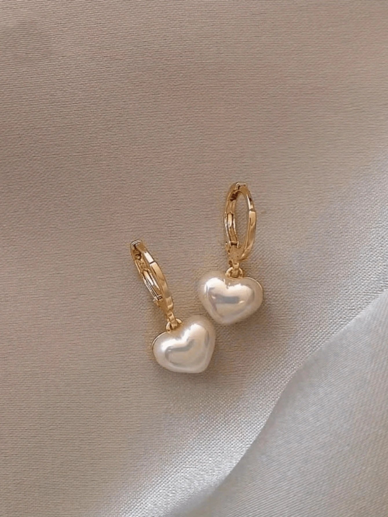 1 Pair Fashionable Heart Faux Pearl Style Dangle Earrings, Jewelry Gift For Valentine's Day, Suitable For Women's Daily Wear