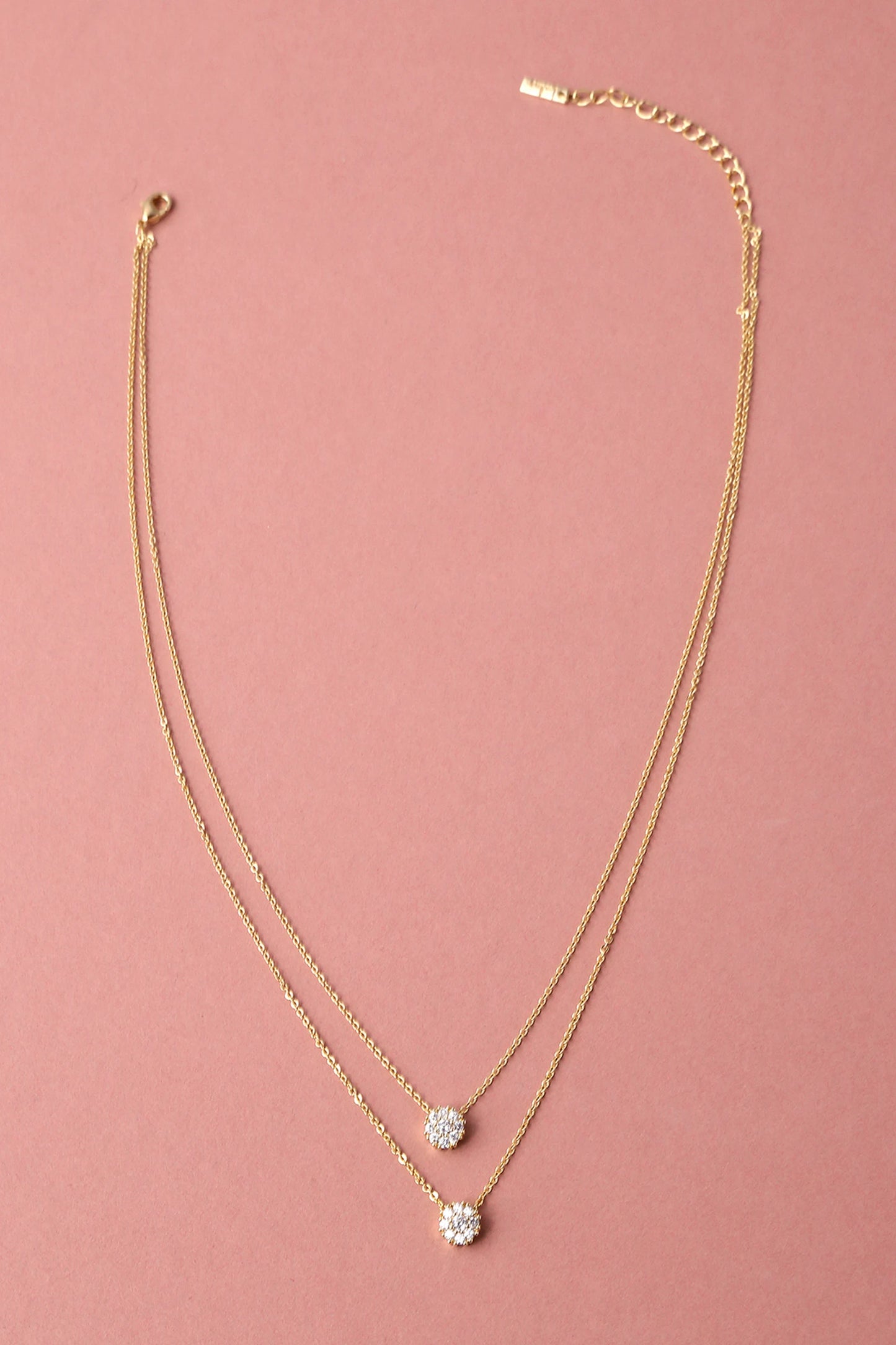 Gold Rhinestone Layered Necklace