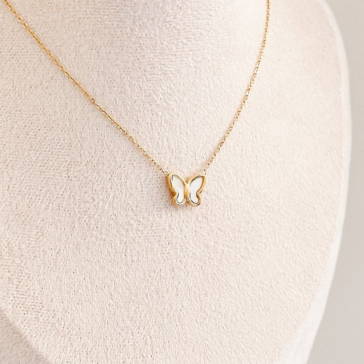 white butterfly necklace
