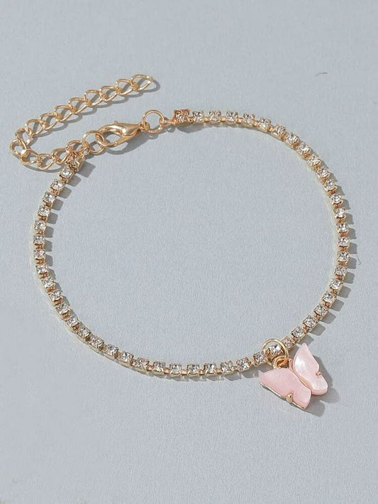 Girls Butterfly Charm Anklet