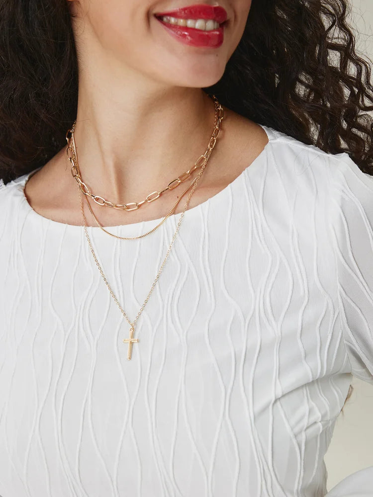 Geometric Artificial Jewellery - Multi-Layer Necklace