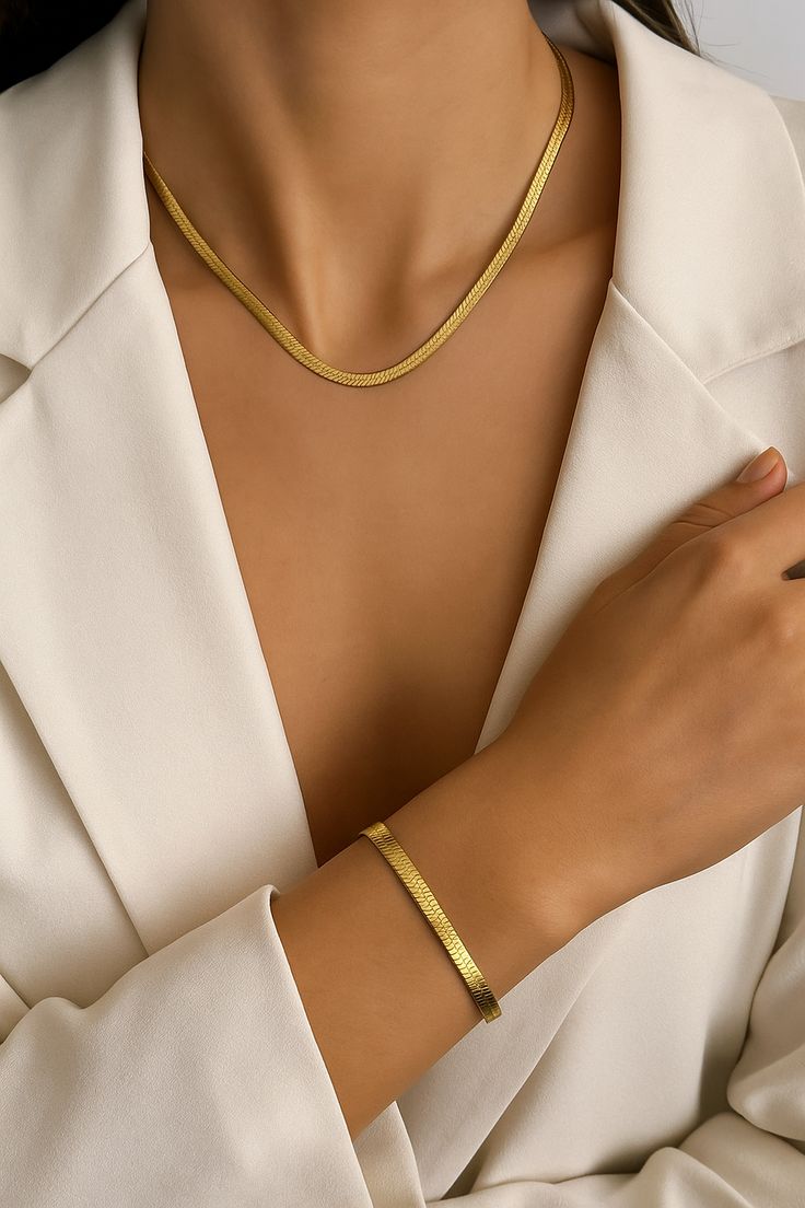 Fashionable Snake Chain Necklace & Bracelet For Women, Suitable For Daily Wear, Party, Festival And Gift
