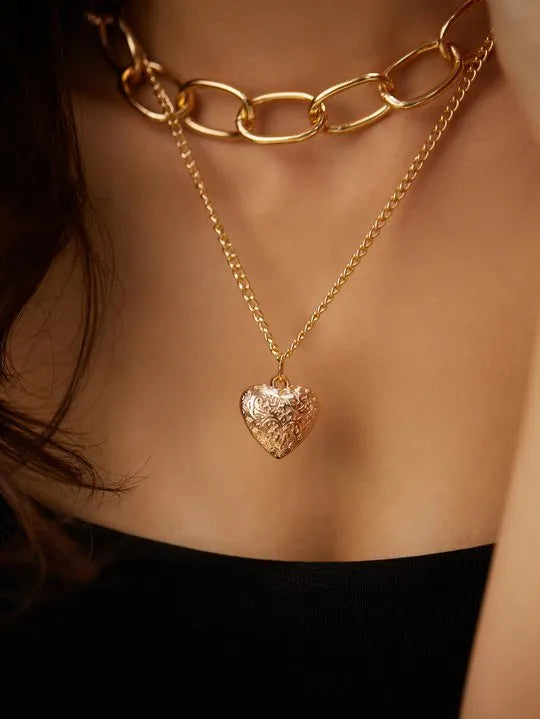 Heart Artificial Jewellery - Multi-Layer Necklace