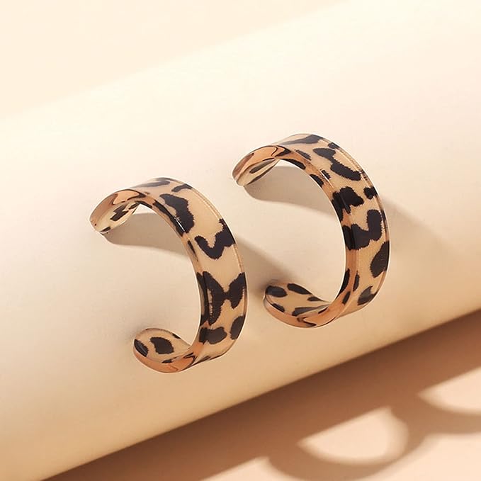 Hoop Earrings Leopard Drop Earrings Acrylic Turtle Earrings Light Resin Circle Geometric Mottled Statement Prom Open Hoop Dangle Earrings Jewelry for Women