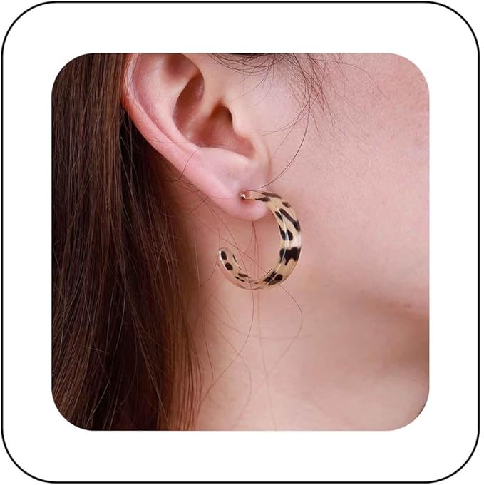 Hoop Earrings Leopard Drop Earrings Acrylic Turtle Earrings Light Resin Circle Geometric Mottled Statement Prom Open Hoop Dangle Earrings Jewelry for Women