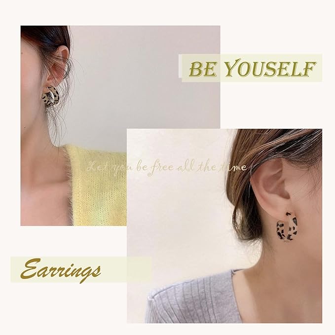 Hoop Earrings Leopard Drop Earrings Acrylic Turtle Earrings Light Resin Circle Geometric Mottled Statement Prom Open Hoop Dangle Earrings Jewelry for Women