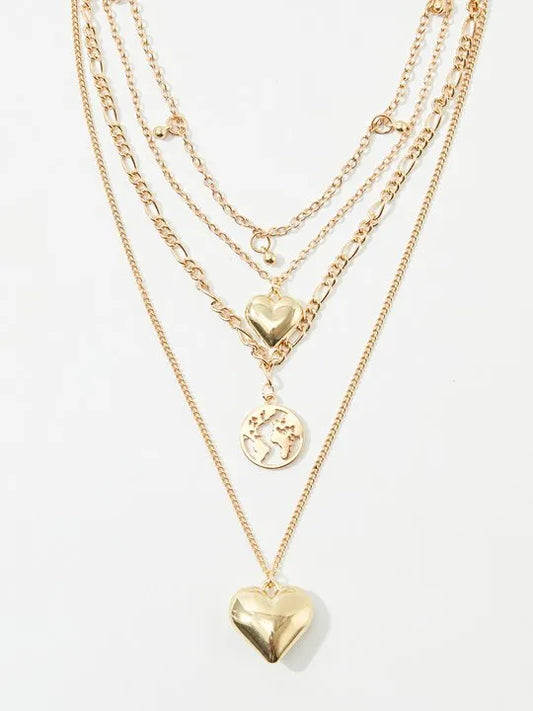 Heart Artificial Jewellery - Multi-Layer Necklace