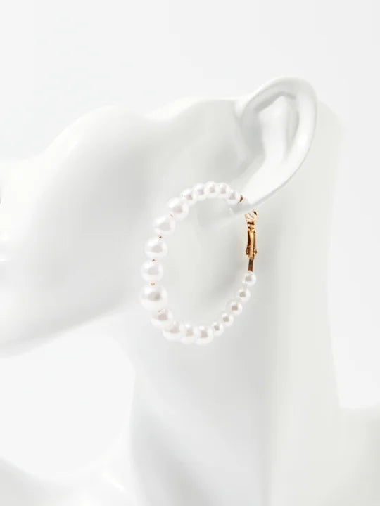 Artificial Pearl Hoop Earrings