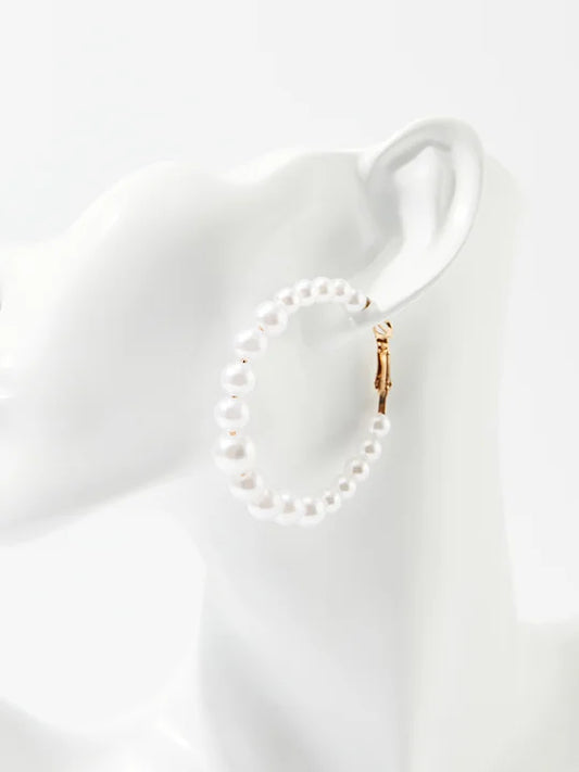 Artificial Pearl Hoop Earrings