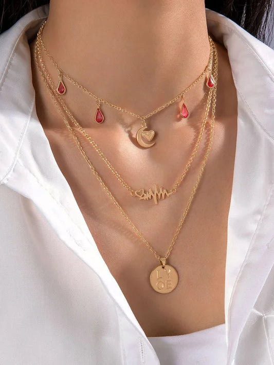 Moon Artificial Jewellery - Multi-Layer Necklace