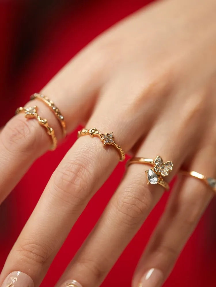 Rhinestone Ring Set