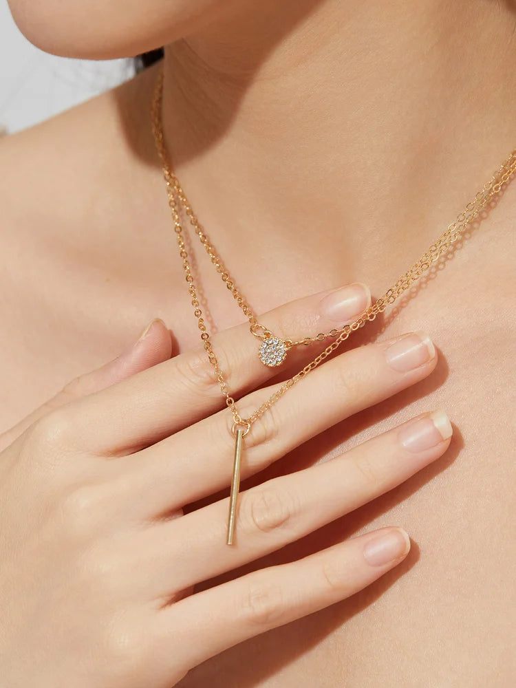 Geometric Artificial Jewellery - Multi-Layer Necklace