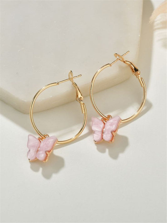 Butterfly Round Drop Earrings