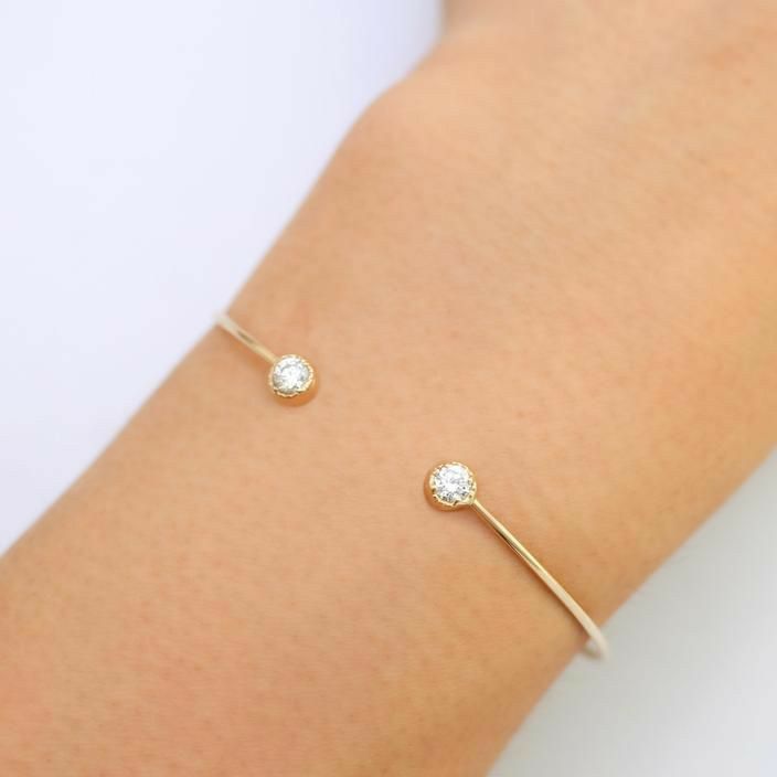 Cubic Zirconia Decor Cuff Bangle