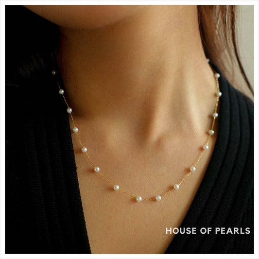 Faux Pearl Dainty Beaded Necklace