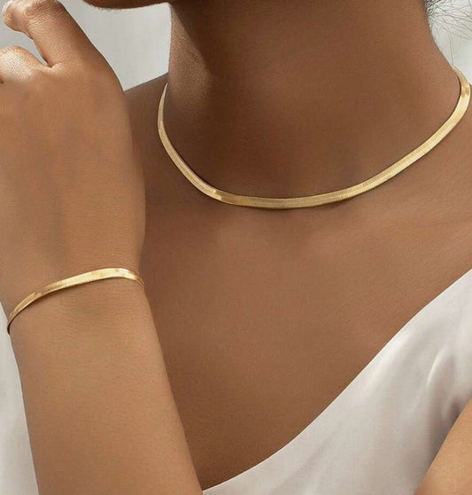 Fashionable Snake Chain Necklace & Bracelet For Women, Suitable For Daily Wear, Party, Festival And Gift