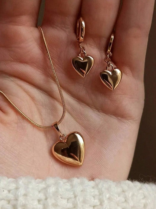 3pcs Fashionable Heart Pendant Decorated Jewelry Set, Christmas Gift Idea For Women's Daily Wear Valentines