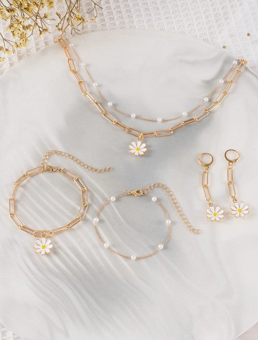 5pcs Flower Decor Jewelry Set Valentines