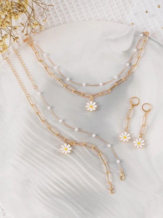 5pcs Flower Decor Jewelry Set Valentines