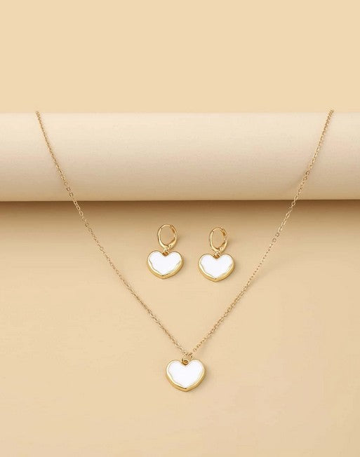Heart Charm Necklace & Earrings Valentines