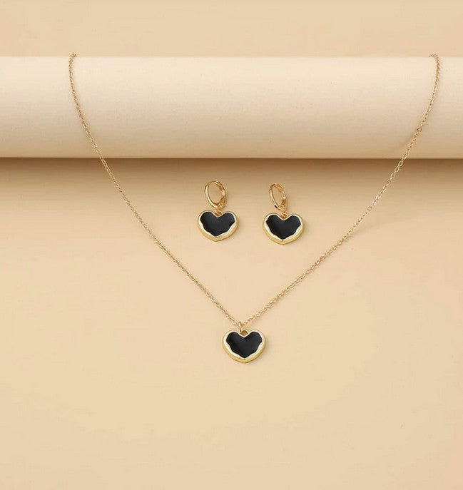 Heart Charm Necklace & Earrings Valentines