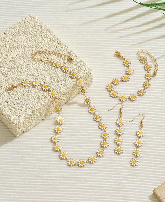 1set Handmade Colorful Daisy Flower Necklace, Pastoral Style Collarbone Chain For Women (Adjustable Flower Bead Quantity) Valentines