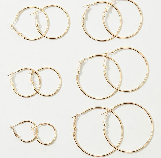 Set Of Six Hoop Earrings