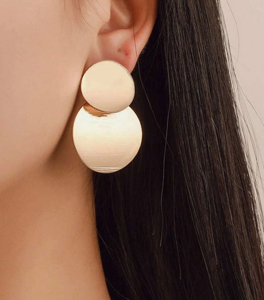 1 Pair Retro Fashion Versatile Chic 3D Smooth Metal Circle Earrings