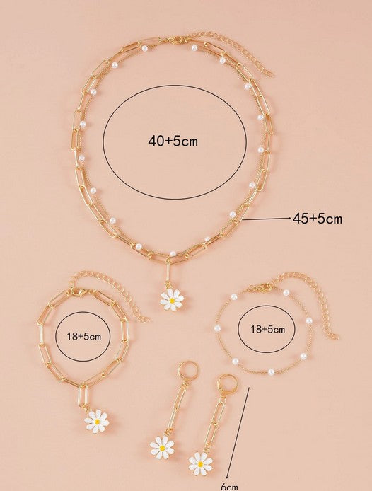 5pcs Flower Decor Jewelry Set Valentines