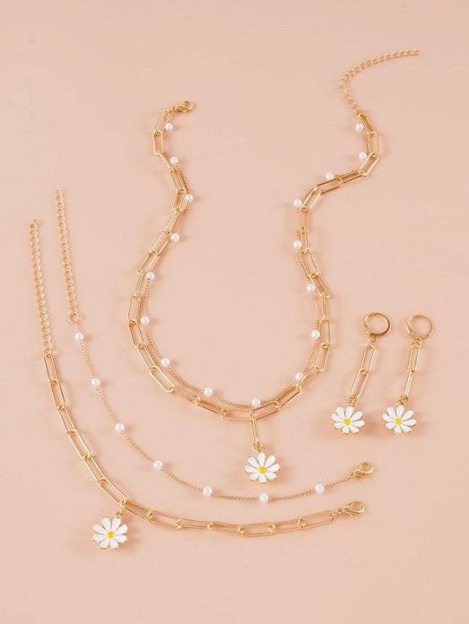 5pcs Flower Decor Jewelry Set Valentines