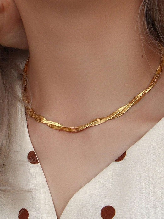 2pcs/set Chic Gold Tone Stainless Steel Cross Design Necklace And Bracelet For Women's Daily & Party Wear