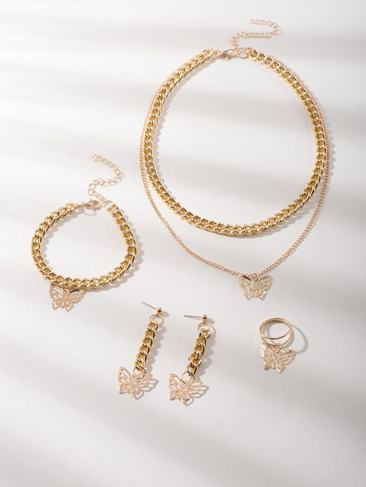 4pcs Butterfly Decor Jewelry Set