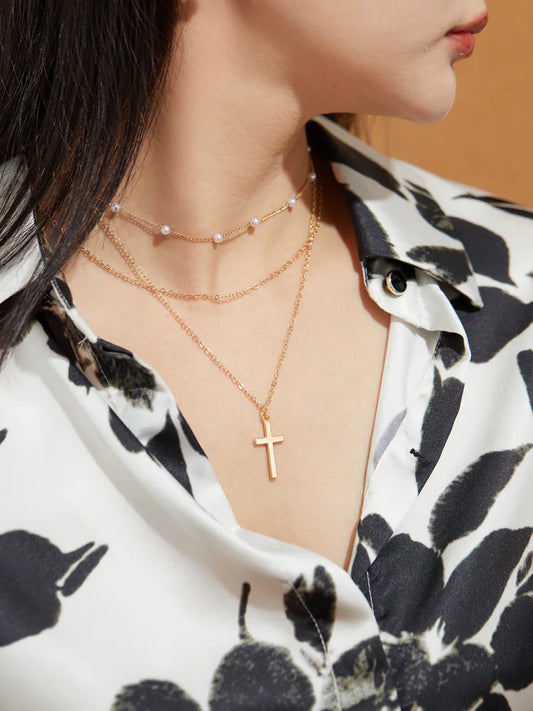 Geometric Artificial Jewellery - Multi-Layer Necklace